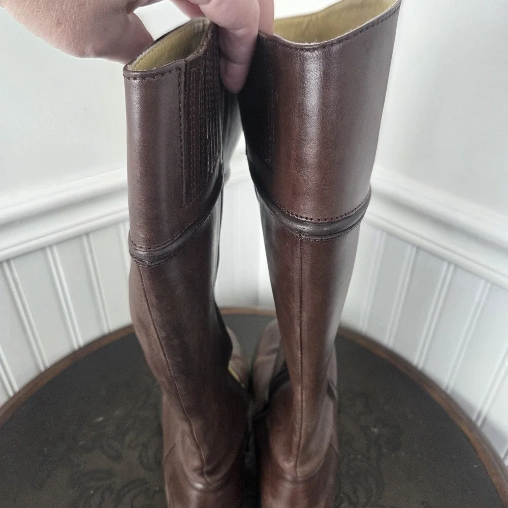 Bussola Trapani Tall Brown Leather Riding Boots Equestrian Knee High EU 38 US 7